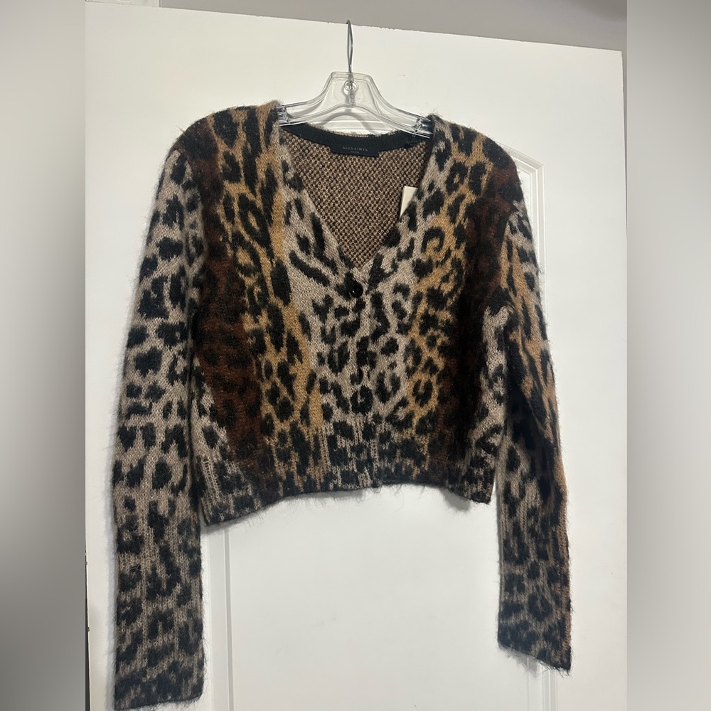 Leopard cropped cardigan